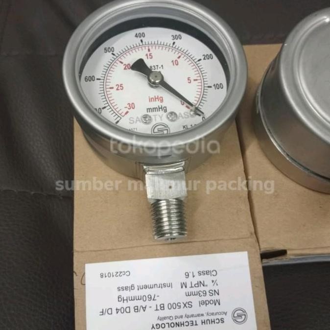 Pressure Gauge Vacum Schuh -760 Mmhg 2.5 Inch Drat 1/4" Full Ss