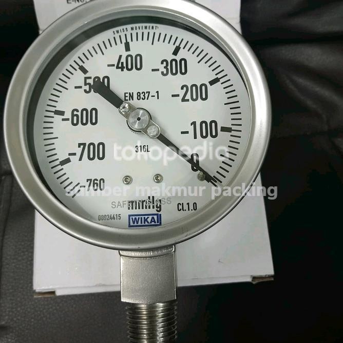 Pressure Gauge Vacum -760 Mmhg Size 2.5 Inch Drat 1/4" Wika