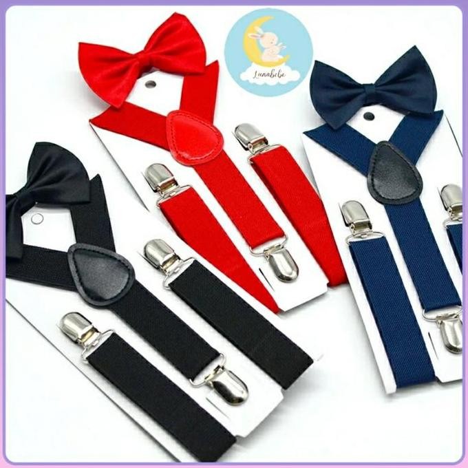 Suspender Dewasa Pria Suspender Anak Laki Laki Cowok , Bonus Dasi Kupu / Suspender Tali Jojon Suspen