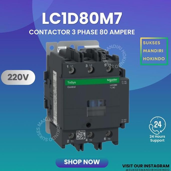 Kontaktor 3P 125A 3 Phase 125 Ampere Lc1D80M7 Sni Contactor Schneider