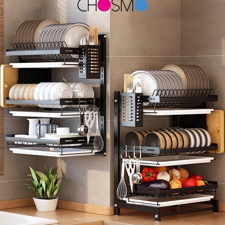 Rak Piring Gantung Rak Dapur Rak Dinding Rak Besi Anti Karat Rak Penyimpanan Mangkuk