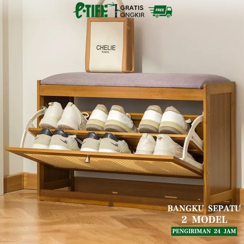 E-TlFE Rak Sepatu Kayu Minimalis Organizer Sepatu Rak Lemari Sepatu Lemari Sepatu Kayu Bangku Sepatu