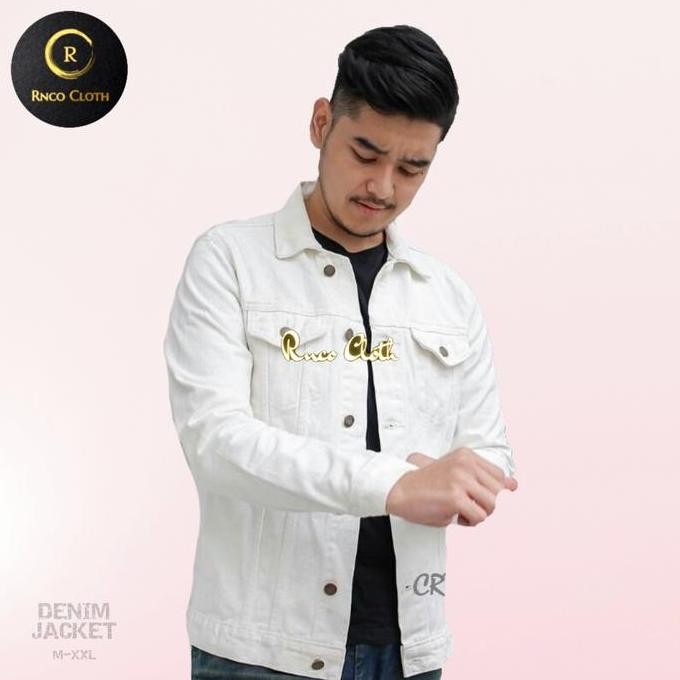 COD JAKET JEANS PRIA DENIM JACKET WHITE / PUTIH