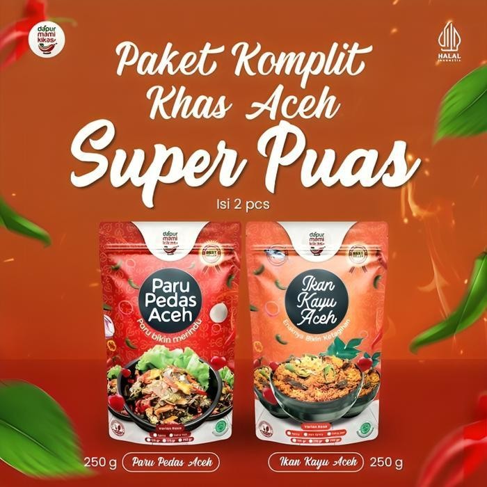 

Paket Bundling 1 Lauk Siap Saji | Isi 2 Pcs Paru Pedas & Ikan Kayu Aceh | Paket Makan Enak Instan Siap Saji Isi Bersih 250Gr | Olahan Makanan Bumbu Khas Aceh