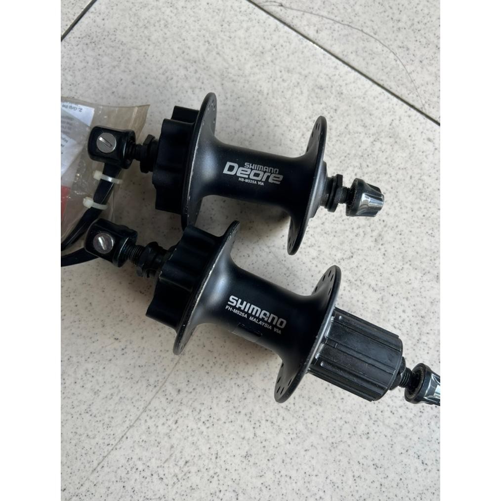Part Sepeda Hub Shimano 32 Hole Deore M525 Freehub Depan Belakang As Roda Tromol Lubang 32H Hitam Di