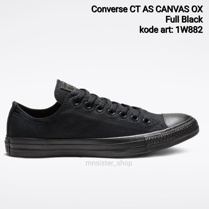 Converse Ctas Canvas Ox Original Bnib 1W882 Full Black Sepatu Ori Asli (Best Quality)