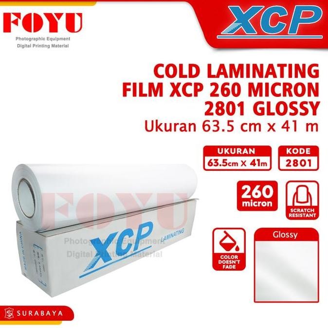 

Promo Plastik Laminasi Laminating Cold Dingin XCP Roll 260 mic 63.5CMx41M Glossy 2801 Mesin COD