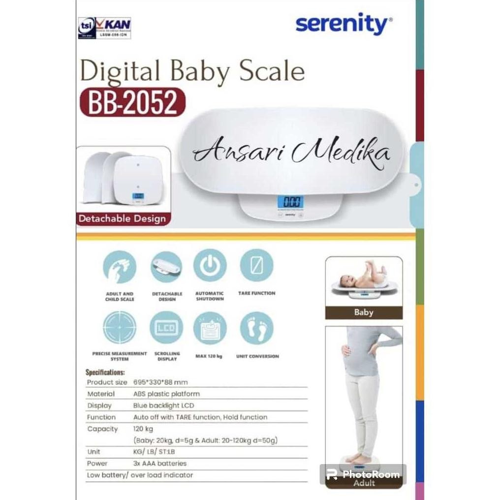 SERENITY TIMBANGAN DIGITAL BAYI DAN DEWASA BB-2052 DIGITAL BABY WEIGHT SCALE - TIMBANGAN BAYI TIMBAN