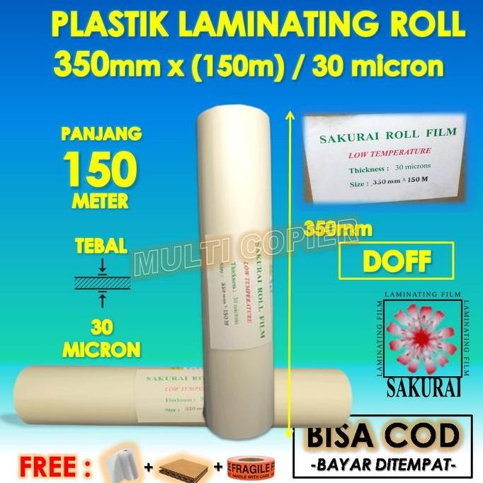 

Promo Plastik Laminating Film Roll Sakurai Doff 350 Mm X 150 M 30 Micron COD
