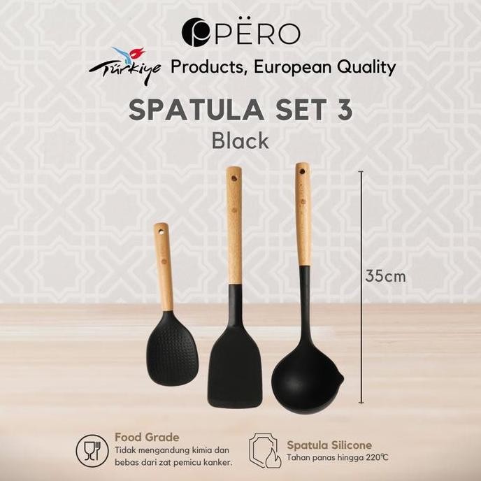[Exclusive Koko Panci] Pero Spatula Silicone Set Of 3 / Spatula Silicone Set Tahan Panas