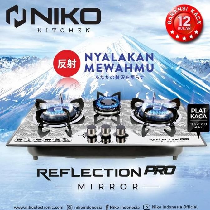 BEBAS ONGKIR - Kompor Tanam Niko / Kompor Gas Niko Reflection Pro Mirror 3 Tungku