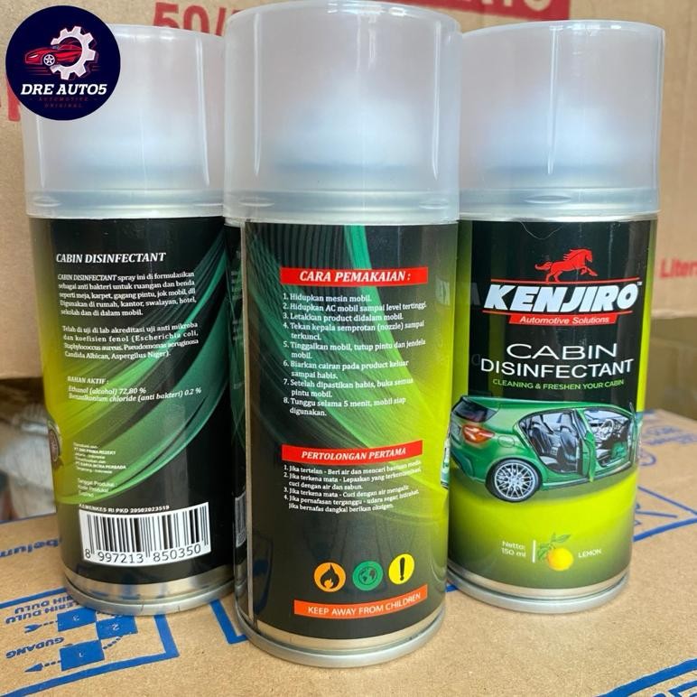 KENJIRO Cabin Disinfectant / Anti Bakteri Jamur Ruangan Kabin Mobil 150ml  (LEMON / GREEN TEA) RB01