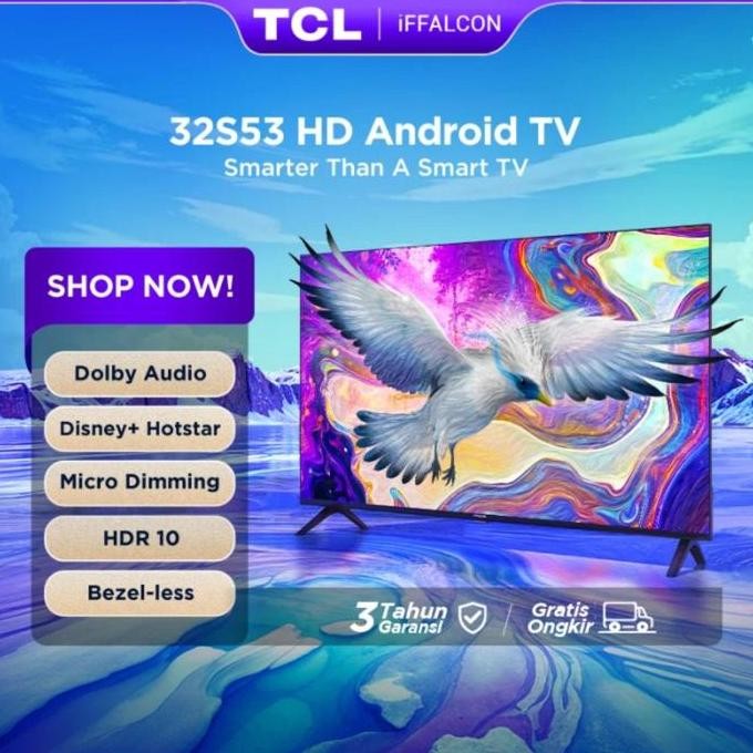 TERBARU - LED TV TCL iffalcon 32 inch Android TV tipe 32S53