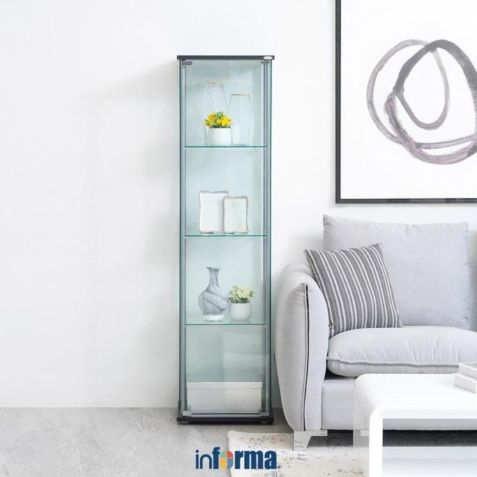 Informa Newvy Curio Lemari Pajang 4 Tingkat - Hitam Lemari Pajangan Lemari Kaca Kabinet Pajangan Dek