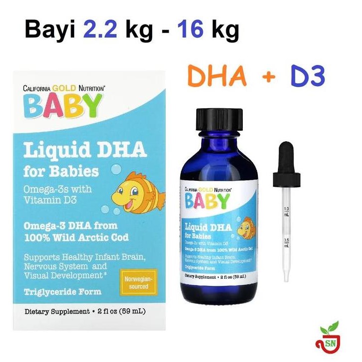 NEW California Gold Nutrition Baby DHA Omega 3 with Vitamin D3 59 ml