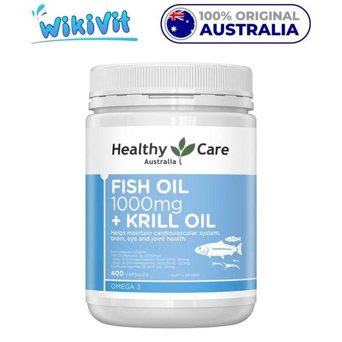 BEBAS ONGKIR - HEALTHY CARE Fish Oil 1000mg and Krill 400 Capsules - ORIGINAL AUSTRALIA / Kapsul Ome
