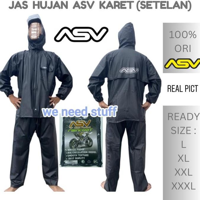 Jas Hujan Asv Original Jaket Celana, Setelan Mantel Hujan Asv Ori, Jas Hujan Asv Karet Rubber, Stela