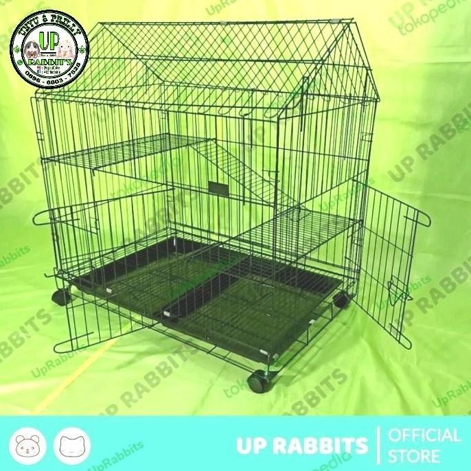 Kandang Kucing atap rumah ukuran 75*45*65cm 2 tingkat