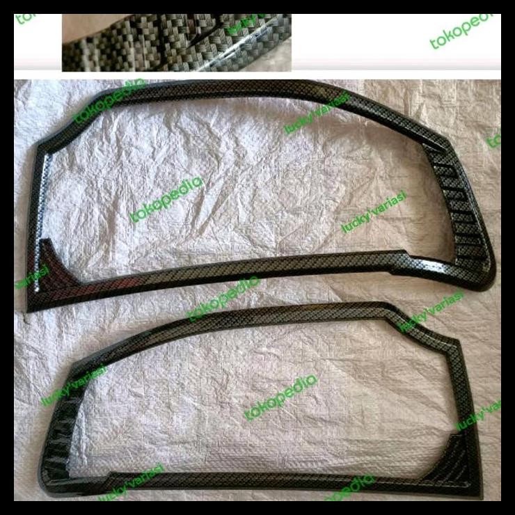 DISKON GARNISH LAMPU DEPAN PAJERO LAMA 2010 2012 2014 2015 FULL CARBON 