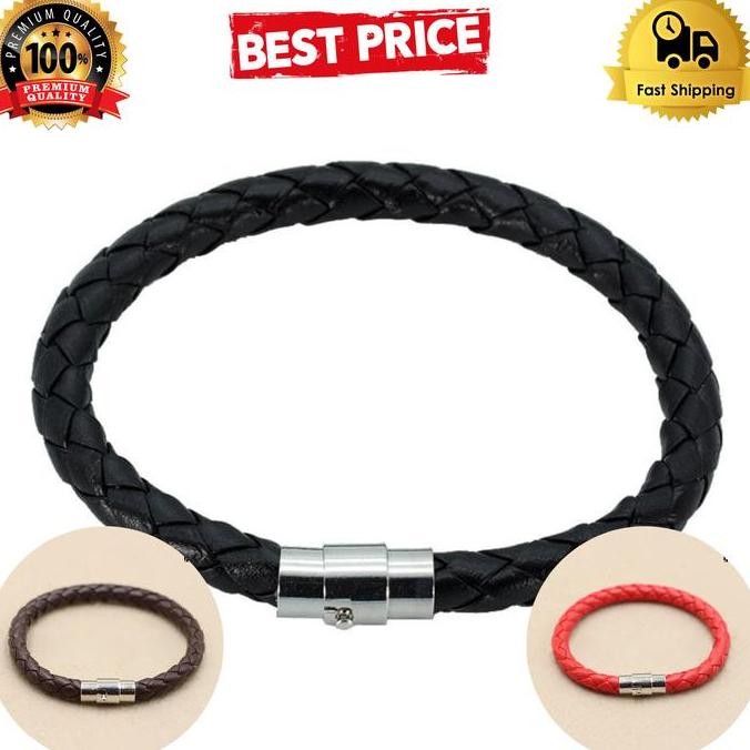 New Collection - Gelang Pria Kulit Hitam Asli Simple Gelang Tangan Men Bracelet Ori G69
