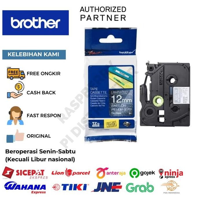 

Brother Label Tze-Pr935 White On Silver Tape 12Mmx4M Tzepr935 New Stok