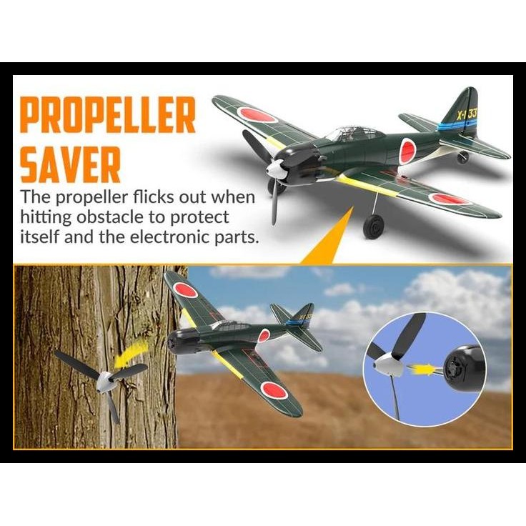 TERBARU VOLANTEX ZERO WARBIRD W/ GYRO RC AIRPLANE RTF 