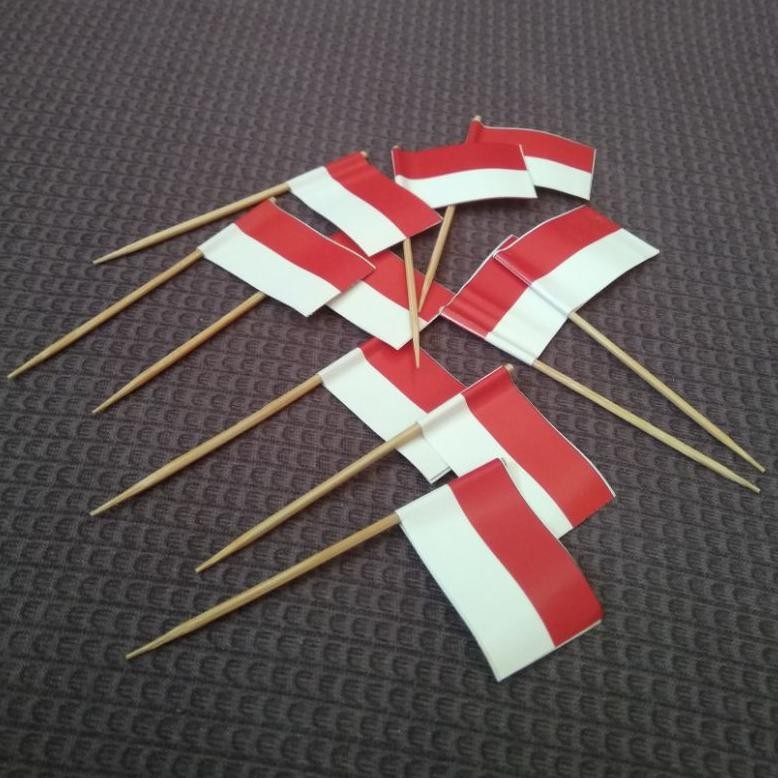 Cuci Gudang Tusuk Aksesoris Hiasan Bendera Mini Indonesia Topper Hiasan Garnish Kue Nasi Tumpeng 17 