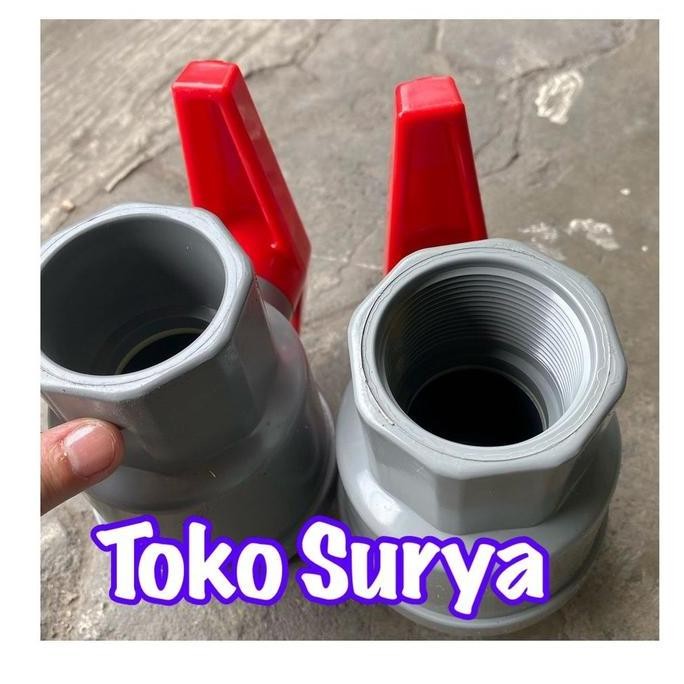 Tersedia Ball Valve PVC 1.5 Inch / Stop Kran 1 1/2 Inch KDJ Taiwan Drat Dalam