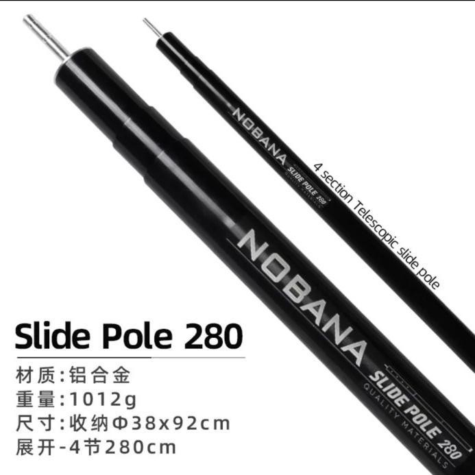 Nobana Flysheet Pole Tiang Teleskopik Slide Tenda 280Cm Camping Outdoor Original Dan Terpercaya