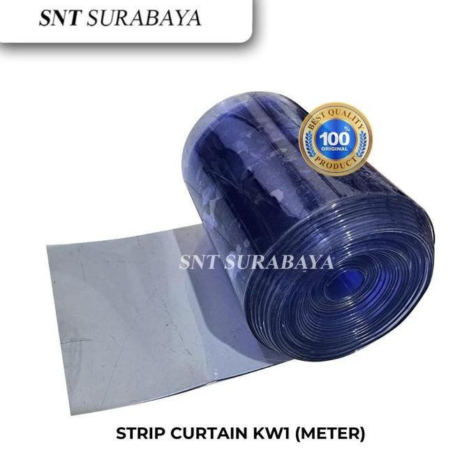 GORDEN PLASTIK PVC STRIP CURTAIN TIRAI PLASTIK TRANSPARAN BENING BIRU 20M ASLI