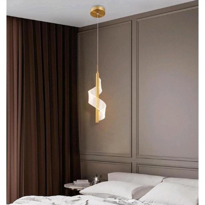 Lampu gantung Hias kamar tidur Minimalis Gold Led Acrylic