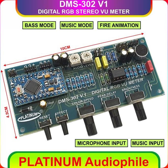 Stereo Vu Meter Modul DMS-302 V1 Digital RGB Music Stereo Vu Meter FORSALE