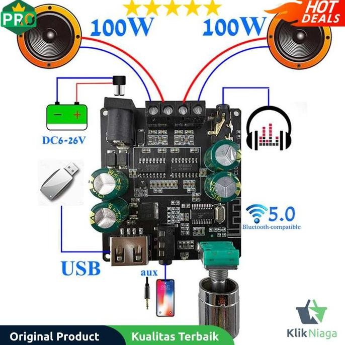 Sinilink XINYI Audio Amplifier Bluetooth 5.0 Class D 2x100W - BEST QUALITY