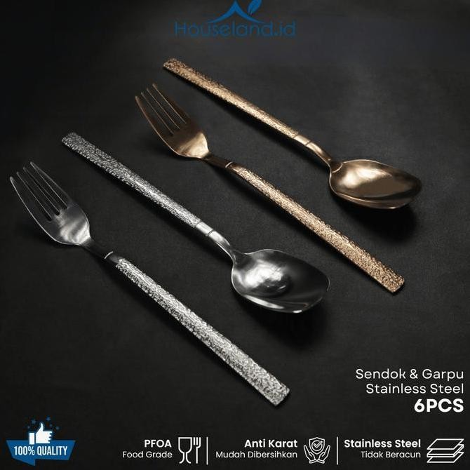 Diskon Sendok Kotak Motif Emas & Perak - Stainless Square Tebal Serbaguna