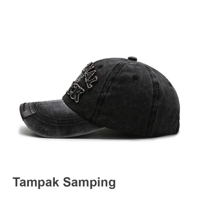 Yarra Topi Baseball Jeans Polos Snapback Hat Black Topi Pria Pengait Ring Besi Polos Hitam Htt