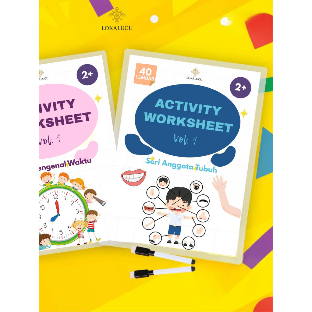 

Buku Mewarnai Anak Worksheet Edukatif Tema Waktu & Anggota Tubuh Ukuran A4 Dilengkapi Map dan Spidol