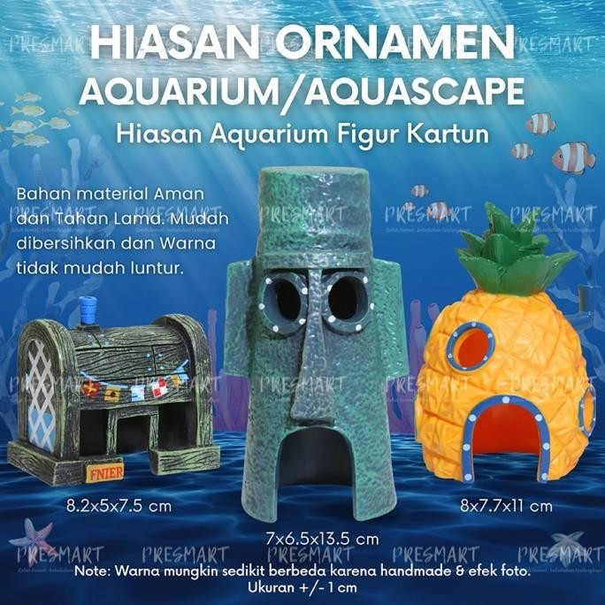 Hiasan Aquarium Spongebob Dekorasi Akuarium Aquascape Ikan Ornamen Spongebob Squidward