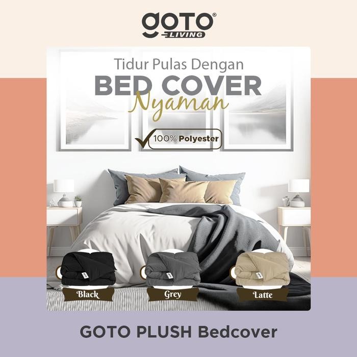 Goto Plush Bed Cover Selimut Dewasa Bedcover Polos Halus Lembut Tebal
