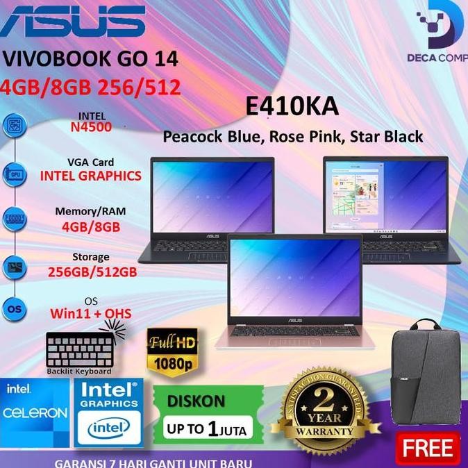 [ OYE ] LAPTOP ASUS Vivobook GO E410KA N4500 4GB/8GB 256SSD/512SSD W11+OHS 14.0FHD/A416KA FHD421