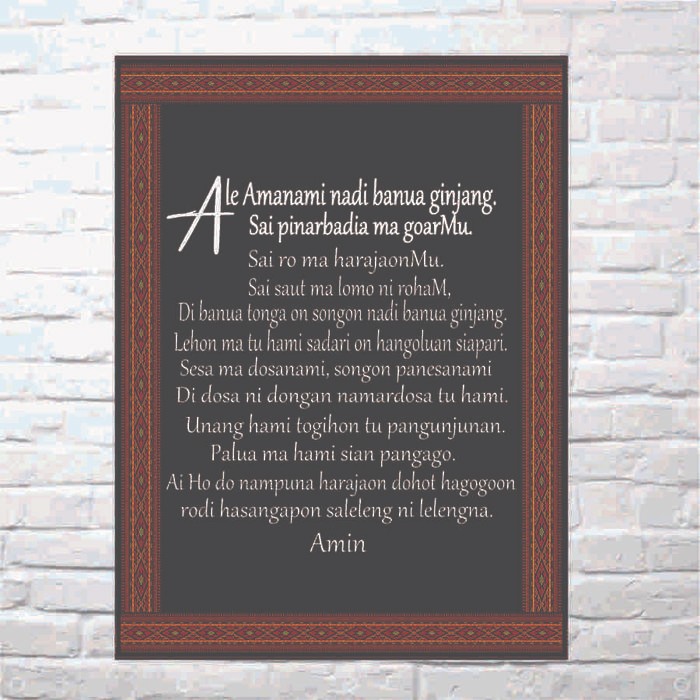 DOA BAPA KAMI BAHASA BATAK SIZE 40X30 CM TYPE FRAMEBLOK