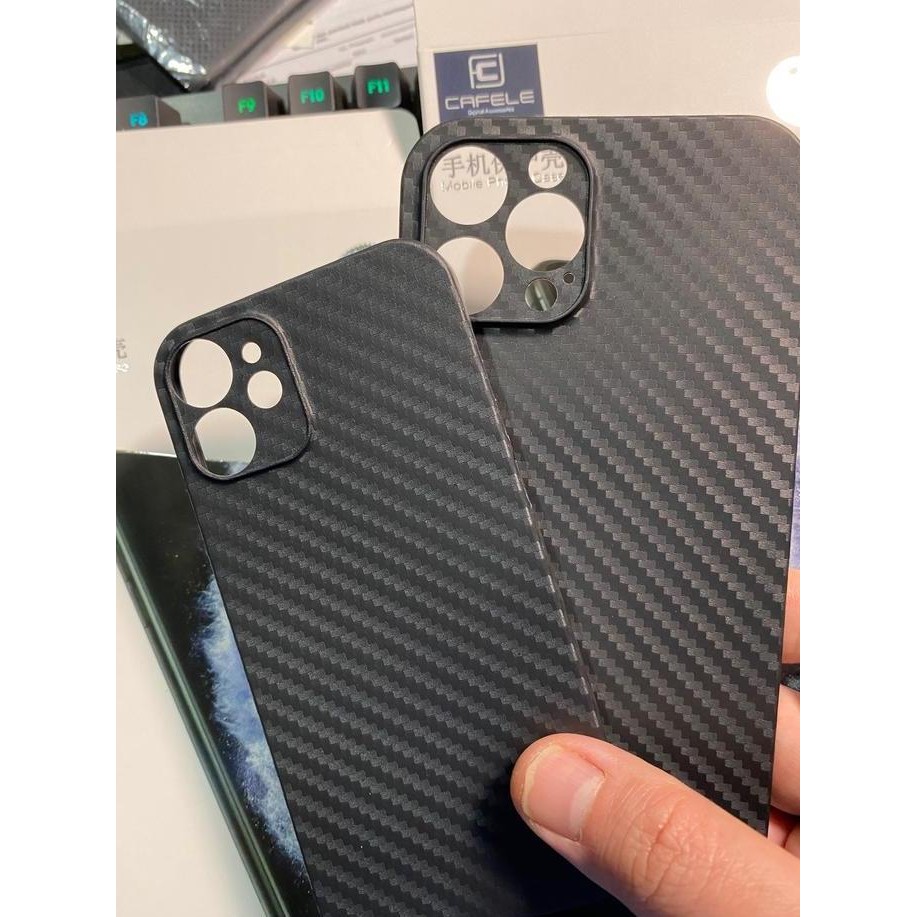 cafele carbon case iphone 12 mini & 12 pro max casing tipis anti gores berkualitas