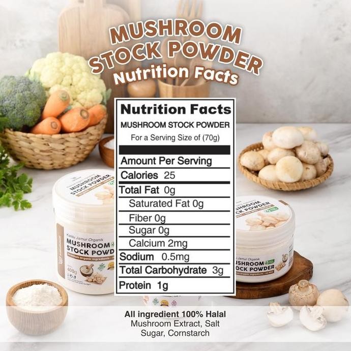 

Original Kaldu Jamur Organik Bubuk Non MSG Mushroom Stock Powder Bumbu Masakan Sehat