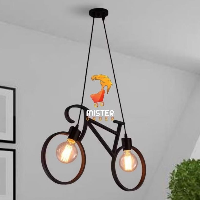 Hot Sale - Kap Lampu Gantung Sepeda / Nordic Iron Bike Vintage Dekorasi Lampu Gantung Besi