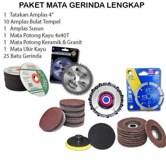 Paket Mata Gerinda Lengkap Batu Gerinda Potong Amplas Tempel dan Tatakan Amplas Susun Mata Potong Ka
