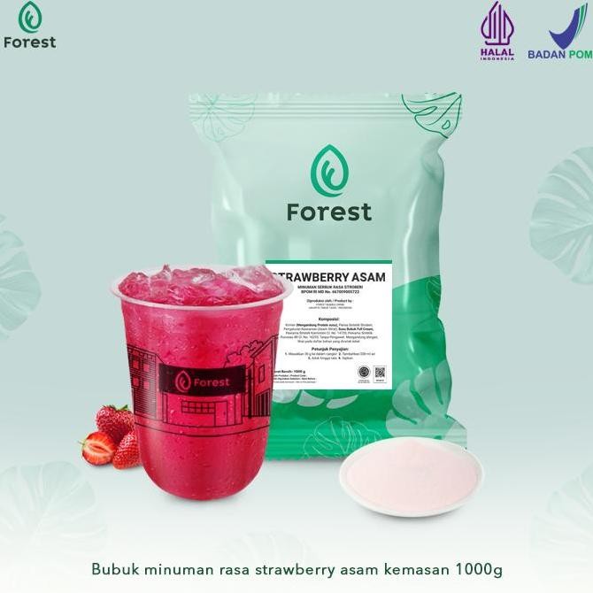 

Original Strawberry Squash Powder 1kg | Bubuk Minuman Forest Bubble Rasa Stroberi