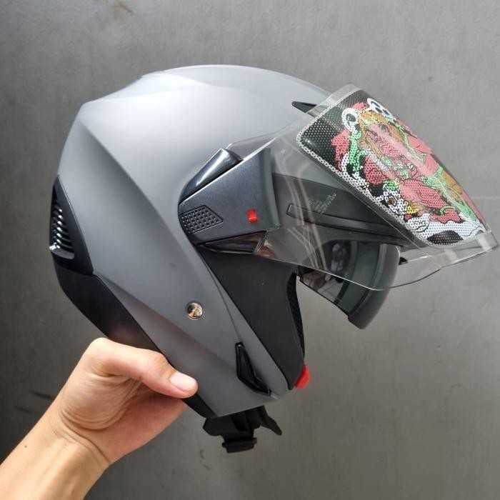 Zeus 611C Matt Grey Modular Helmet Original Dan Terpercaya