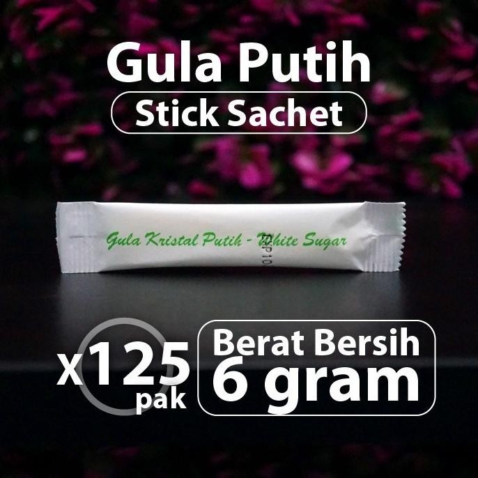 

(Depok) Paket 125 pcs - White Sugar Stick Sachets -Gula Putih Saset Hotel Nugi