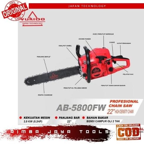 mesin gergaji pohon kayu senso YUKIDO 2tak 4tak 22inch bar canggih Japan Technology chainsaw chain s
