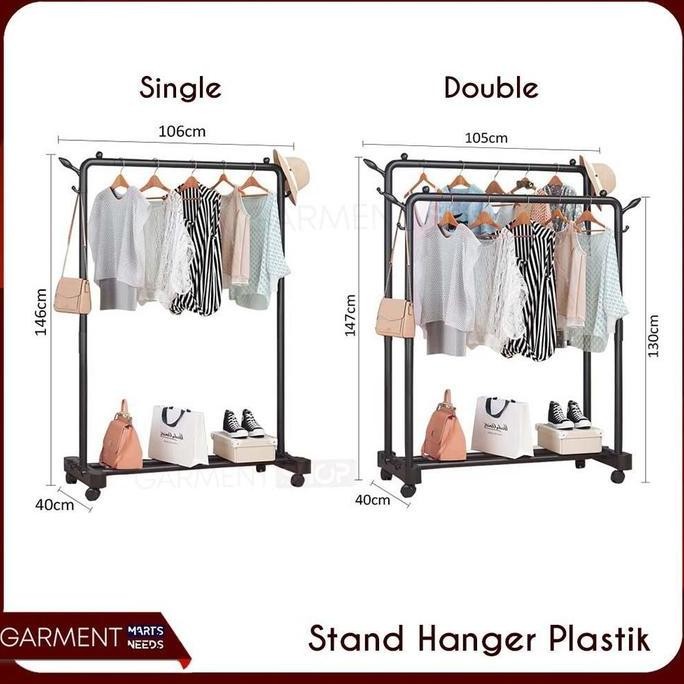 Termurah - Rak Baju Gantungan Baju Stand Hanger Berdiri Display Butik Bazar Jemuran Pakaian Tas Topi