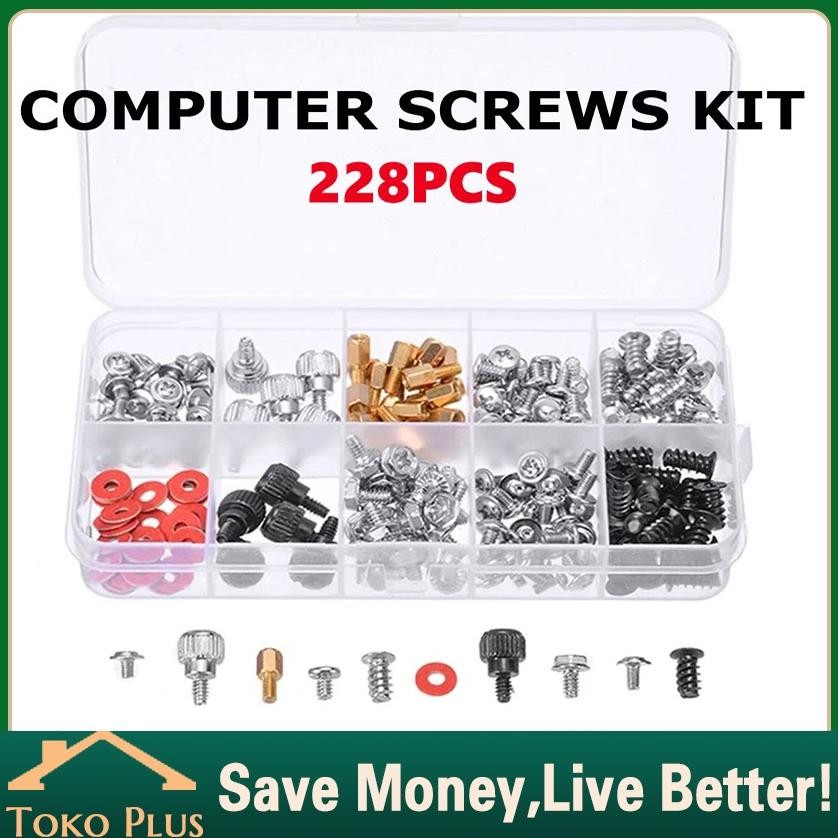 228Pcs Paket Lengkap Baut Komputer Mur PC Set Screw CPU Rakitan 1 Box Sekrup Spacer Ring CMOS Case D